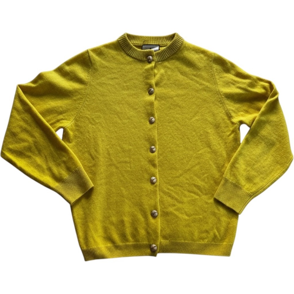 Tuckernuck Womens Yellow 100% Cashmere Button Front Cardigan Sweater Medium